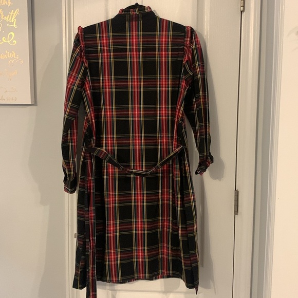 J Crew  Holiday dress size 4 tartan plaid Christmas button up ruffle long sleeve - Picture 14 of 14